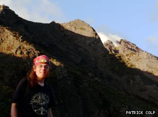 Chris DeVries in front of Mt. Stromboli in Italy
